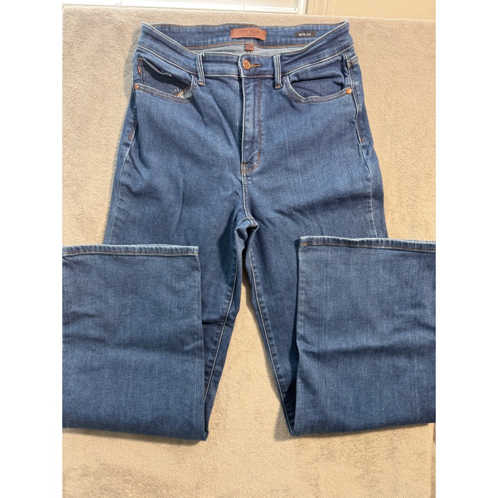 Judy Blue Wide Leg Jeans Medium Wash High Rise Stretch JB82553MD Size 11/30